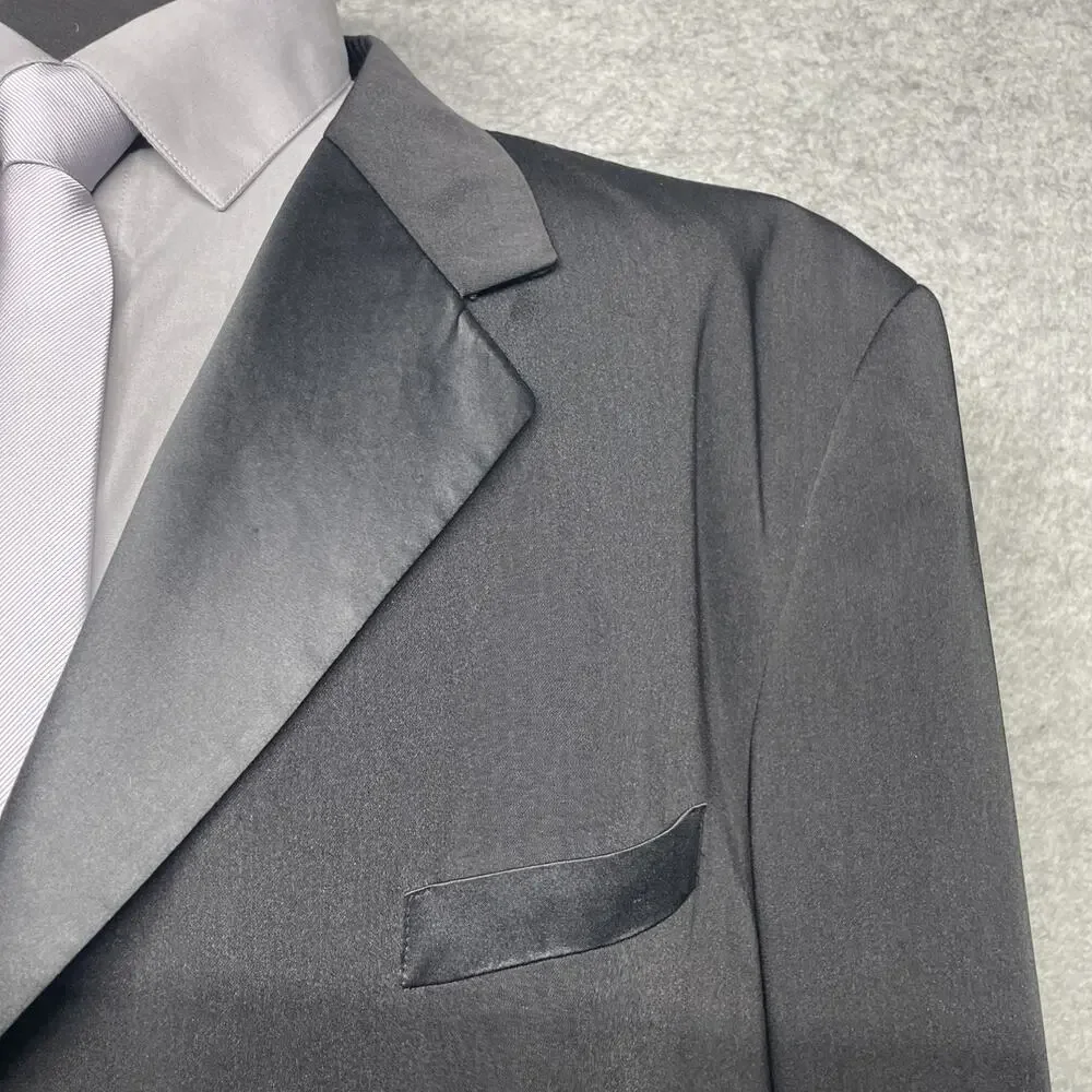 Vittorio St Angelo Tuxedo Jacket Mens 54L Black Satin Trim Formal Dinner Blazer